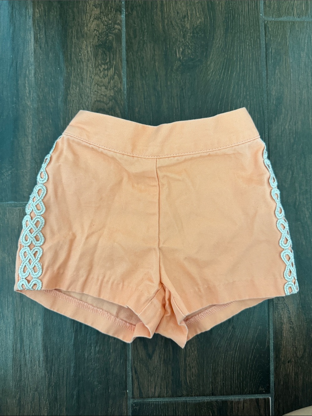 Janie and Jack Peach Knit Shorts with sparkle detail Side Trim